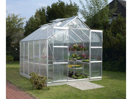 Üvegház VITAVIA URANUS 8300 PC 6 mm ezüst színű  + horganyzott alap VITAVIA URANUS 8300 szürke színű